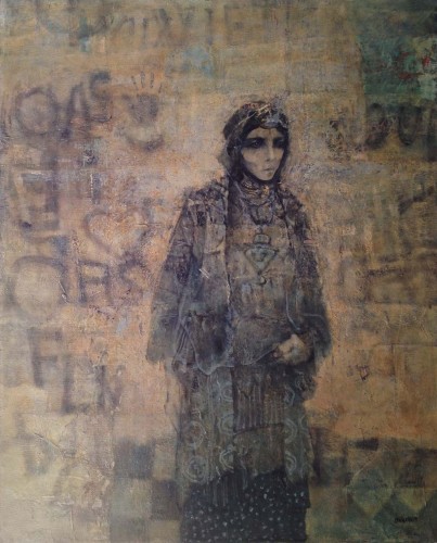 "Woman and Wall" by Mohammed Issiakhem