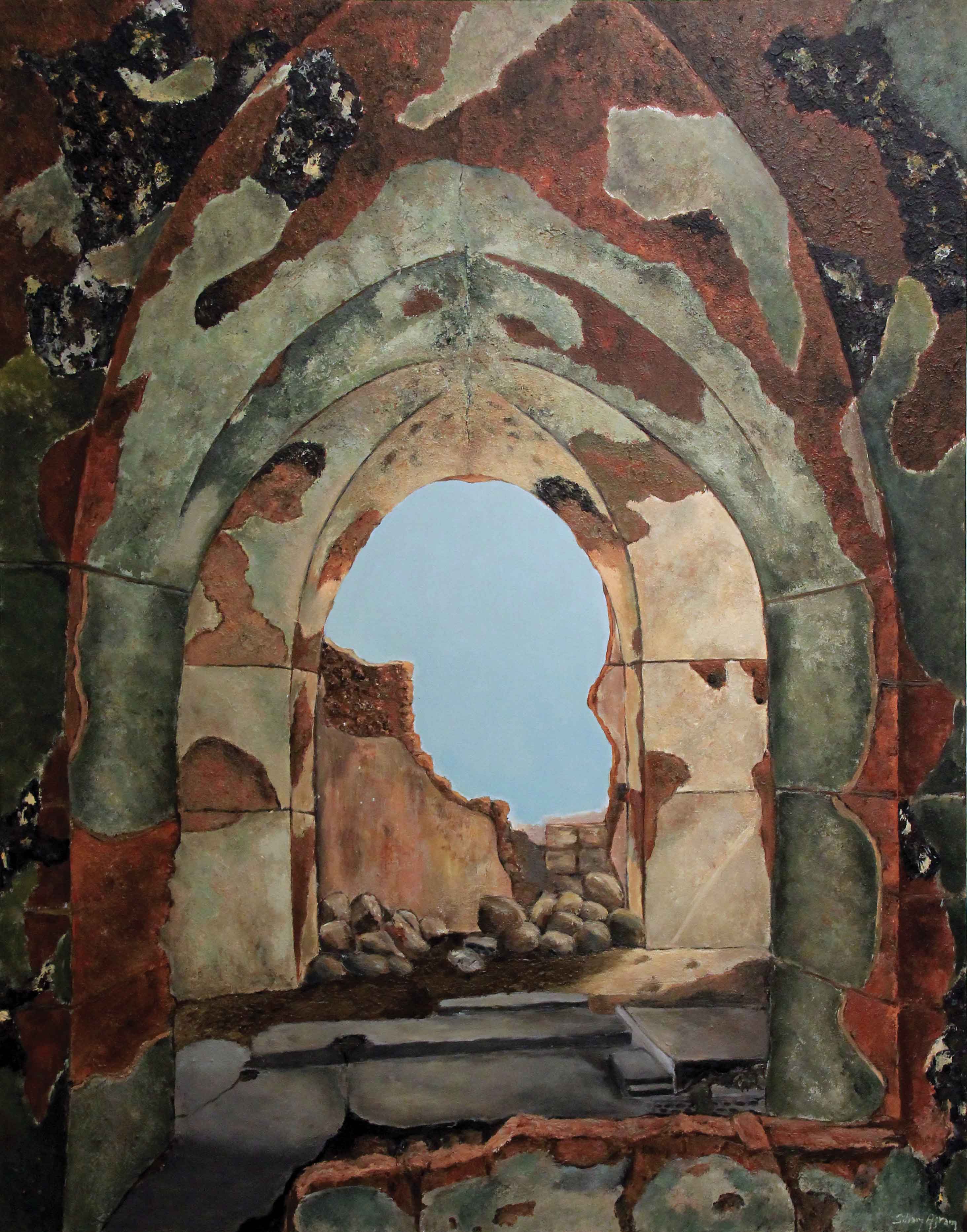 Ruins-of-Ain-El-Mraissi2,2016,--acrylic-on-canvas,150x120cm,